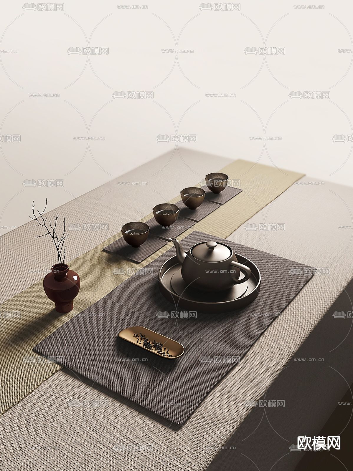 新中式茶具 茶杯3d模型下载