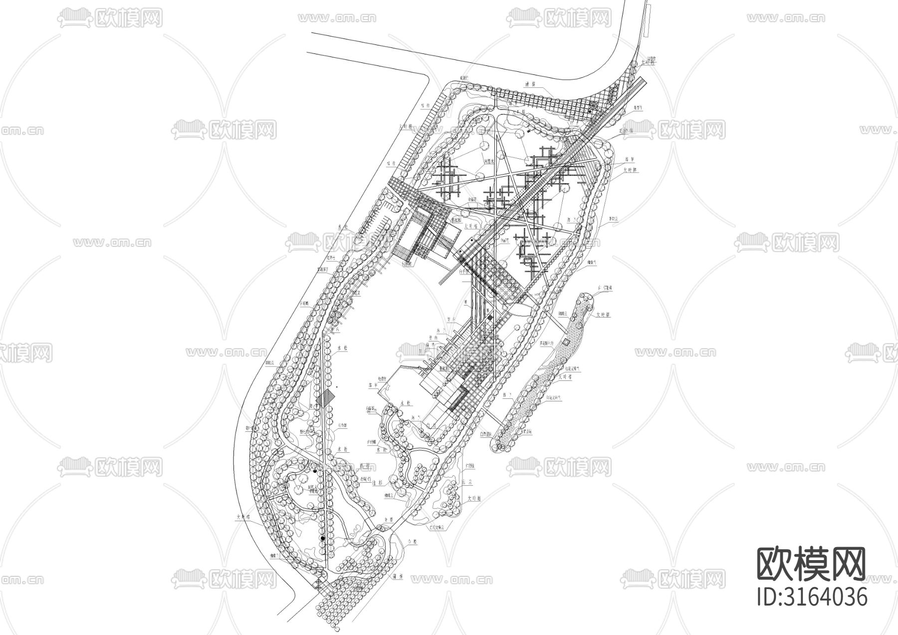公园景观设计cad施工图下载（渲染图3）