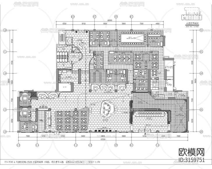 深圳營銷中心cad施工圖下載(渲染圖1)