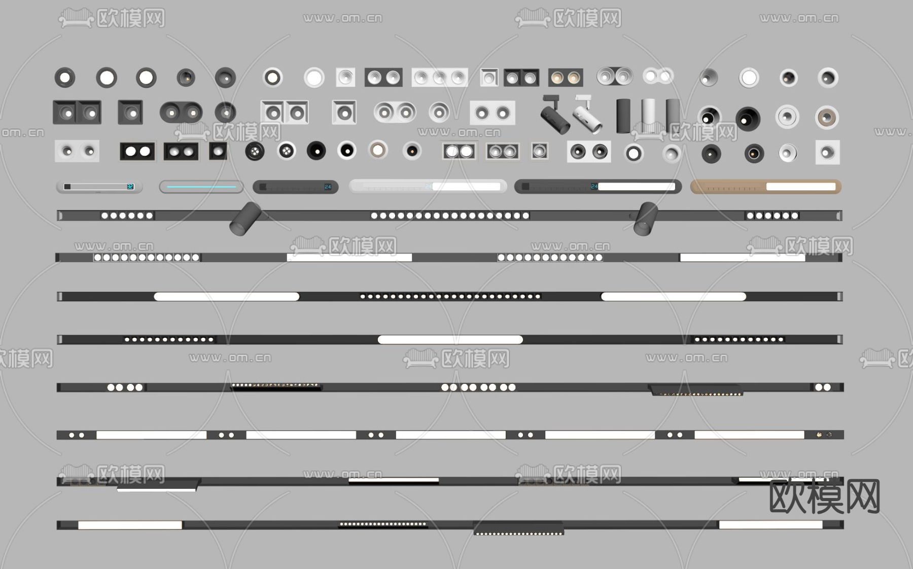 现代筒灯 射灯 轨道灯 磁吸灯su模型下载（渲染图2）