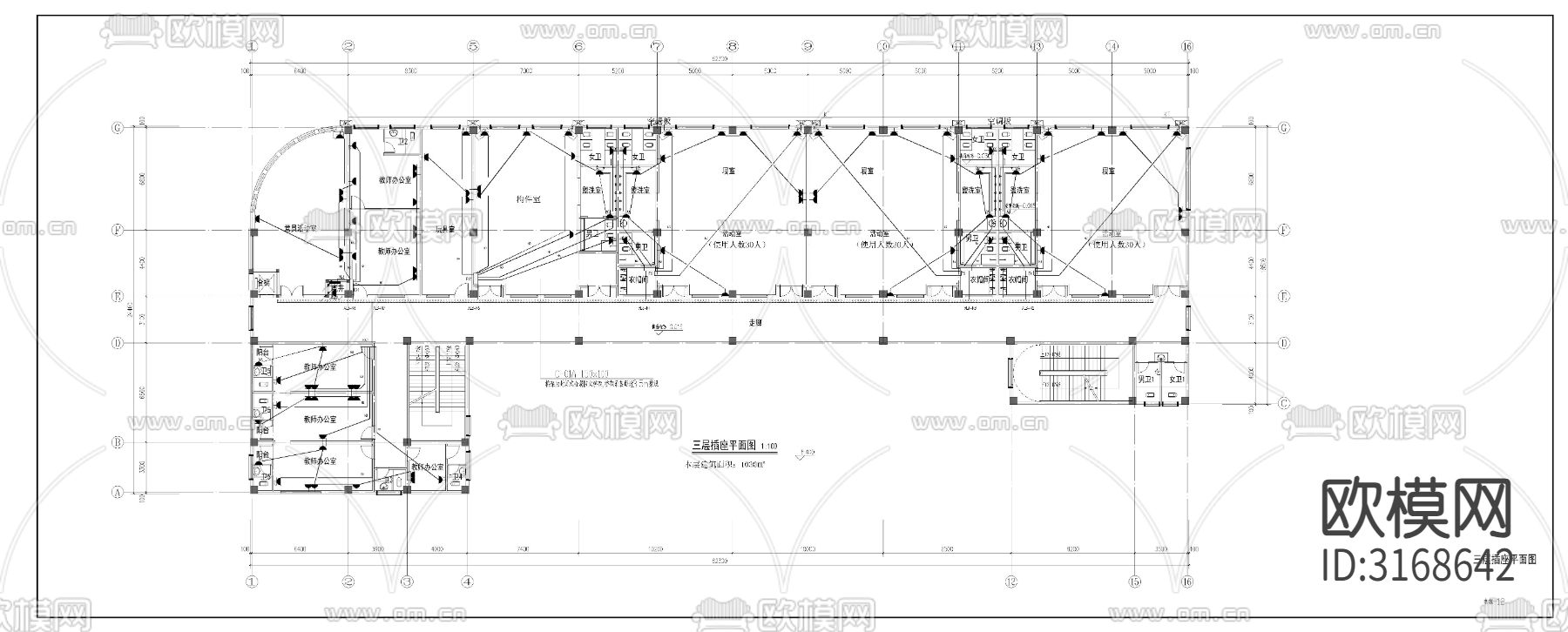 幼儿园消防 电气cad施工图下载（渲染图8）