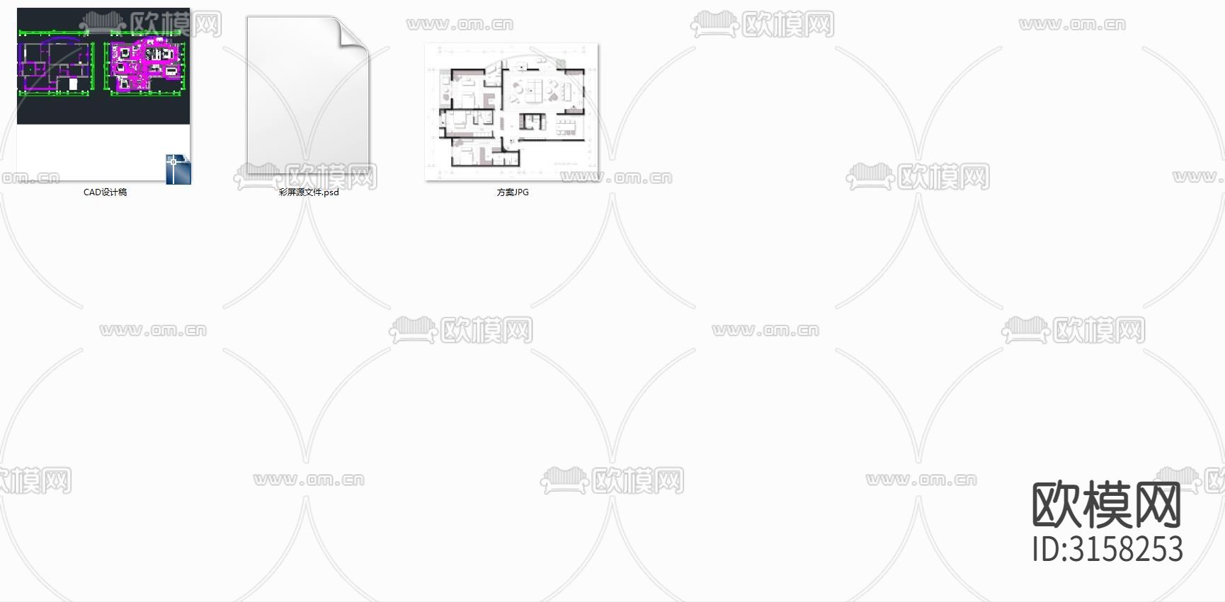 300㎡大平层平面方案cad平面图下载（渲染图2）