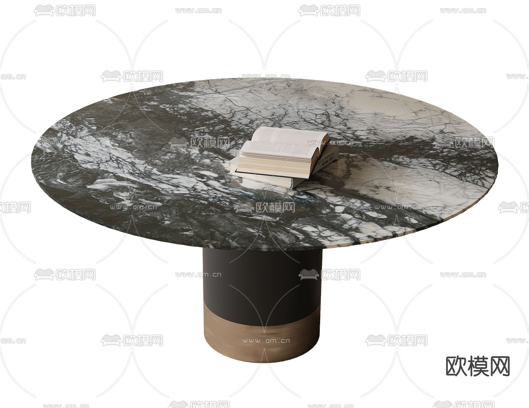 现代圆形餐桌su模型下载（渲染图1）