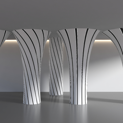  现代异形柱子 花瓣柱子 螺旋柱子 波纹柱子su模型 