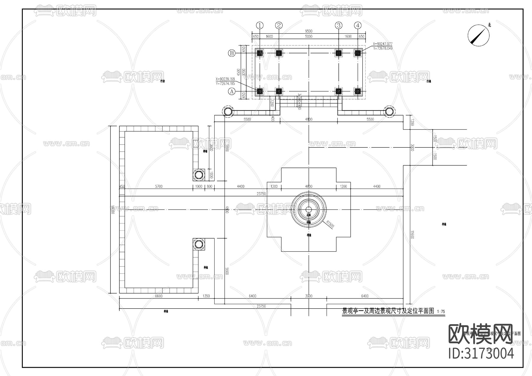 欧式景观亭 廊cad大样图下载（渲染图2）