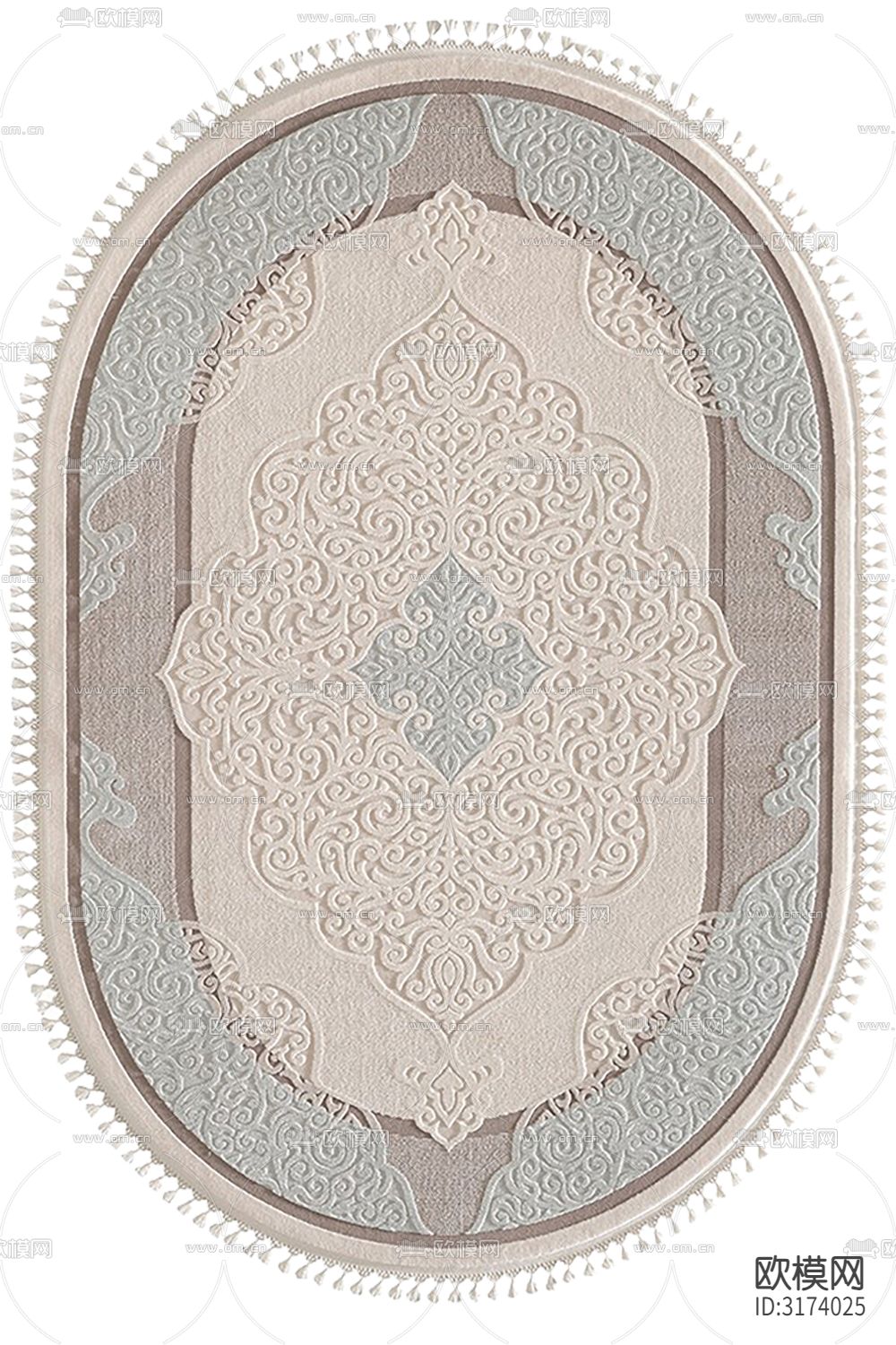 灰色欧式豪华圆形地毯贴图下载（渲染图4）