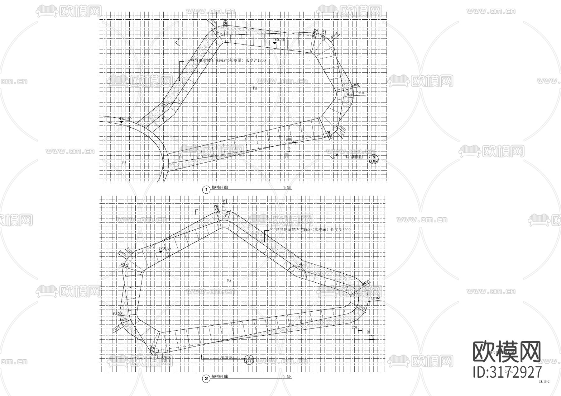 景观整石坐凳cad大样图下载（渲染图3）