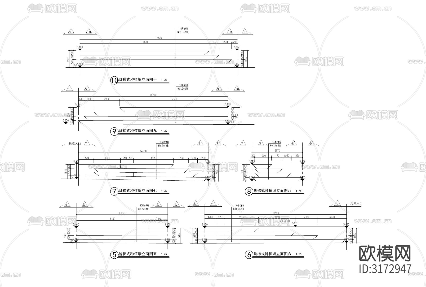 阶梯式种植墙cad大样图下载（渲染图3）