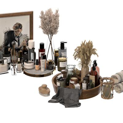  现代化妆品 洗漱用品su模型 