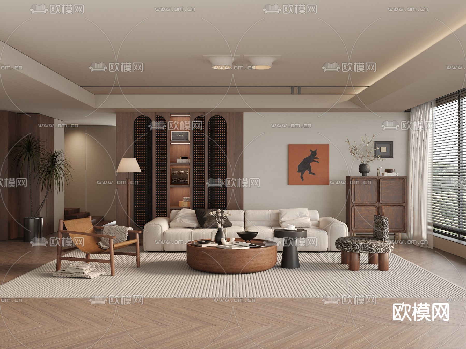 中古风客厅3d模型下载