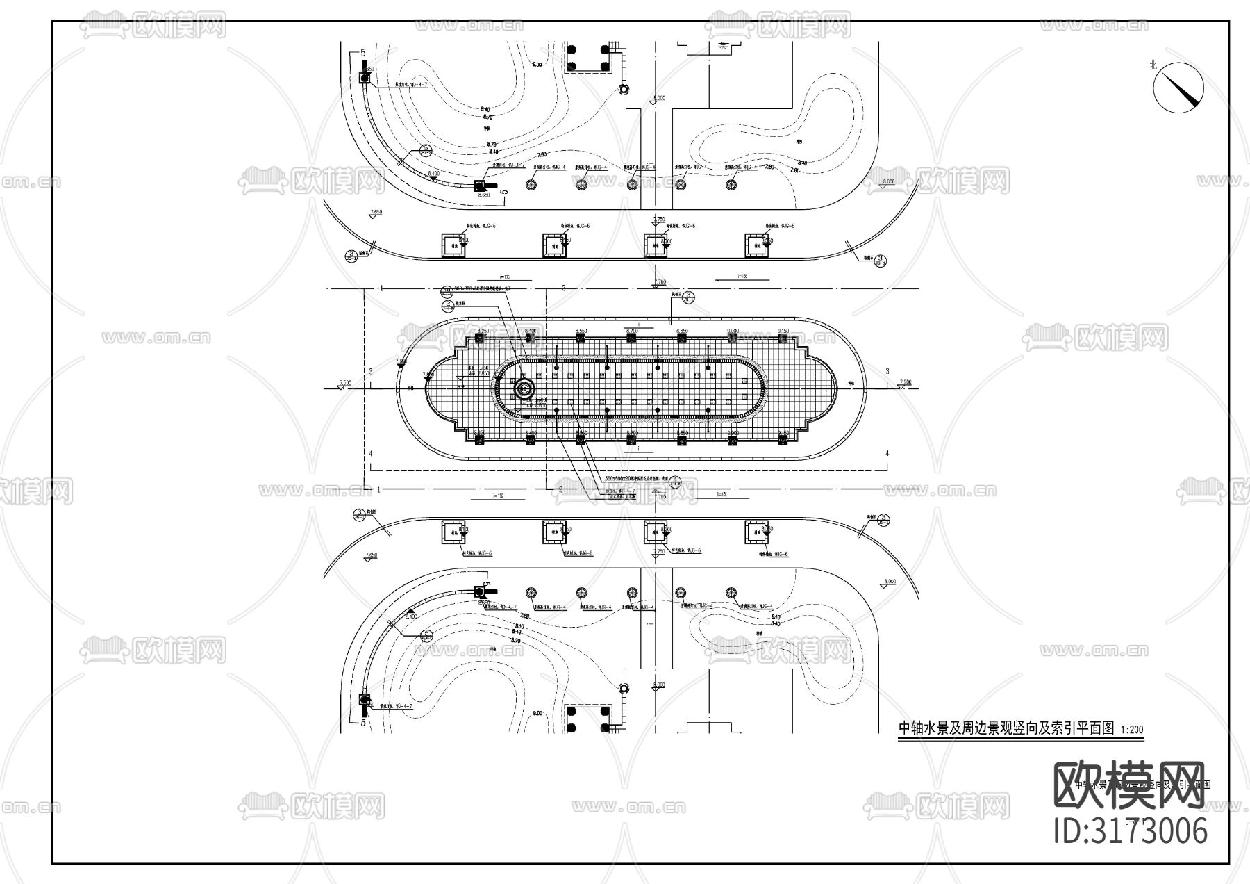 欧式中轴水景cad大样图下载（渲染图2）