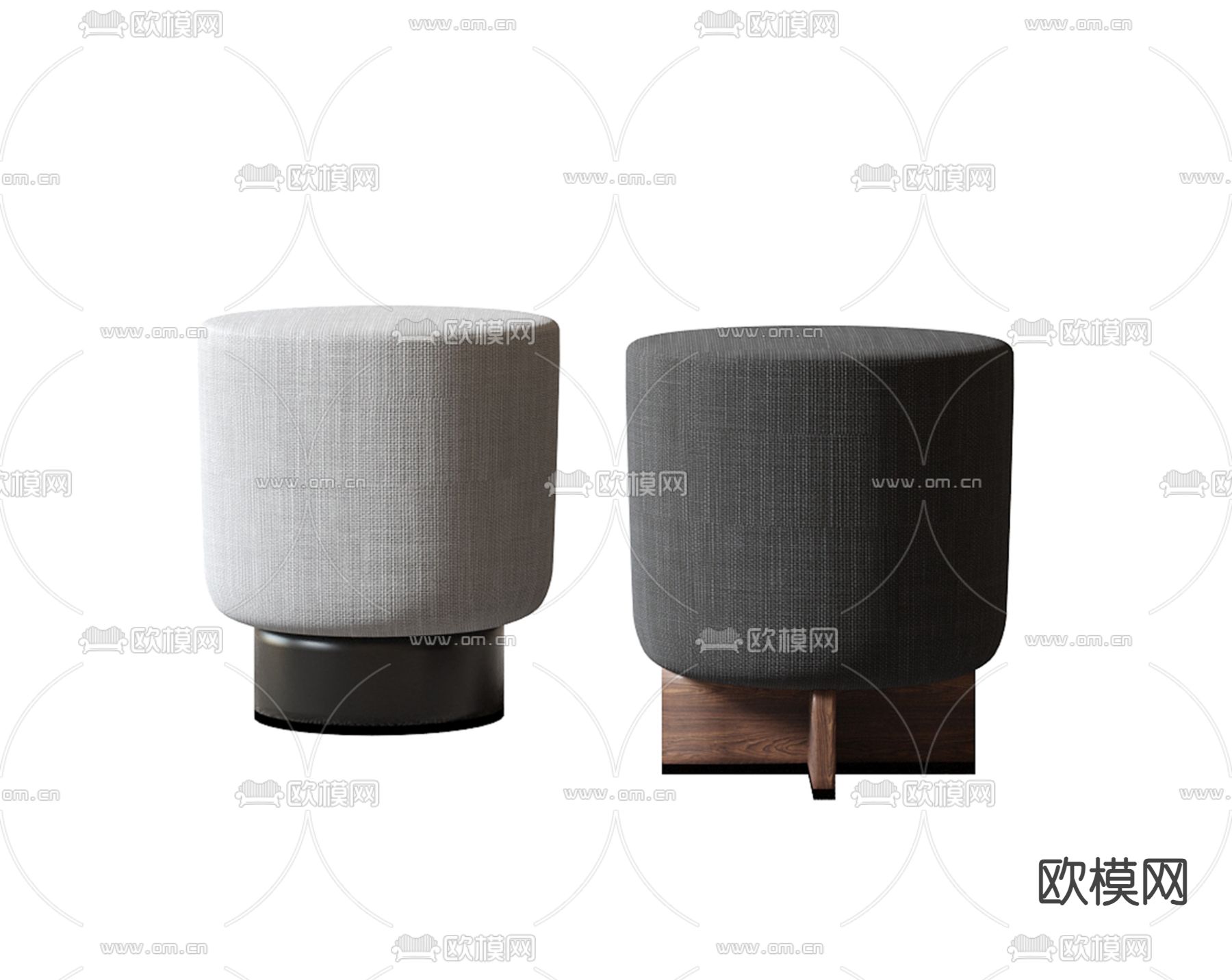 现代凳子 圆凳 梳妆凳su模型下载（渲染图1）