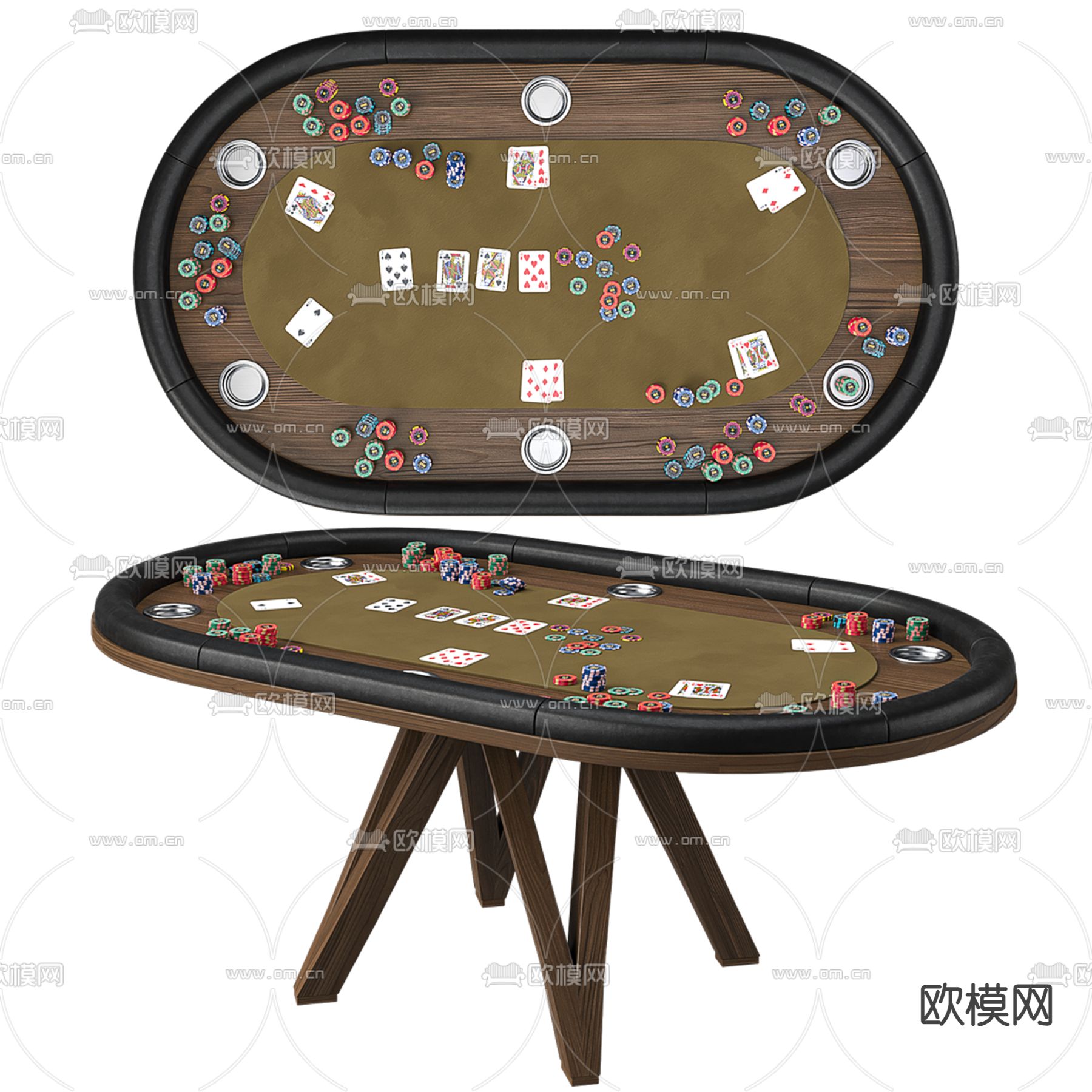 德州扑克桌su模型下载（渲染图2）