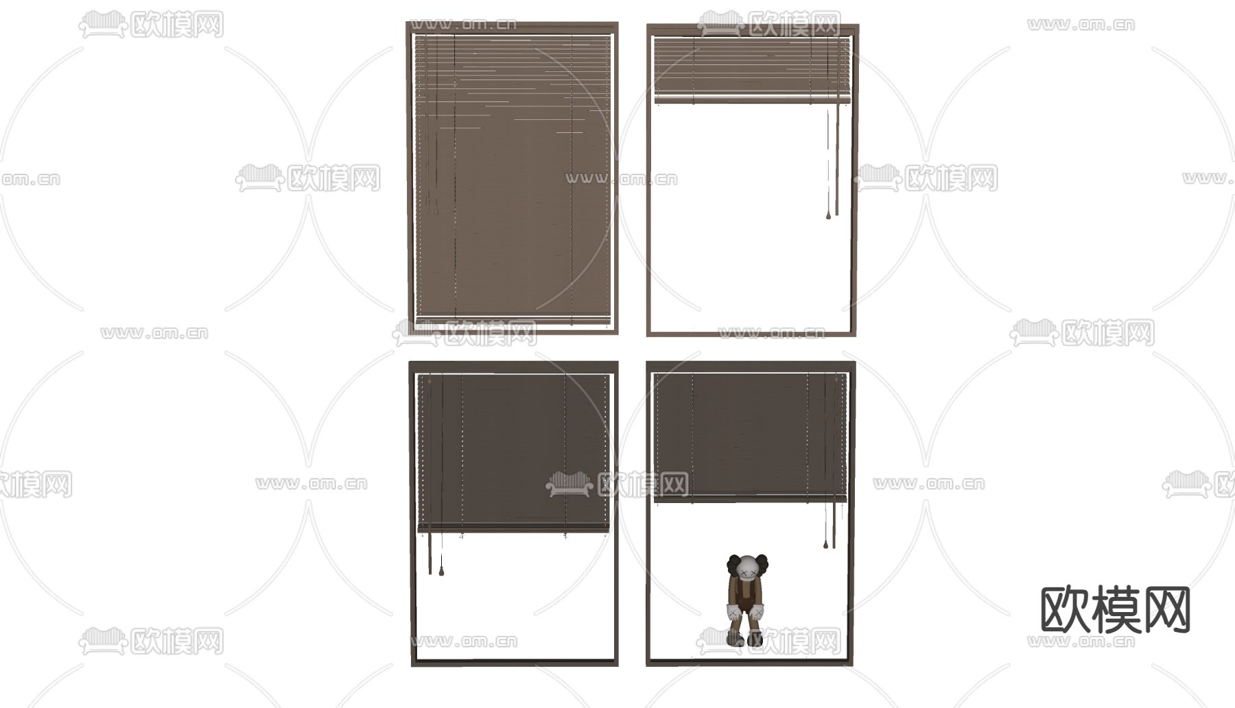 corbridge侘寂风百叶帘 实木百叶帘 kaws公仔su模型下载（渲染图2）