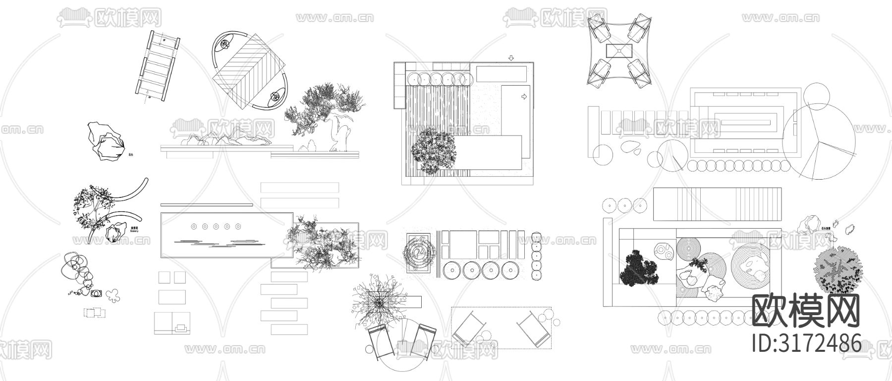 户外场景水景鱼池模块cad大样图下载（渲染图2）