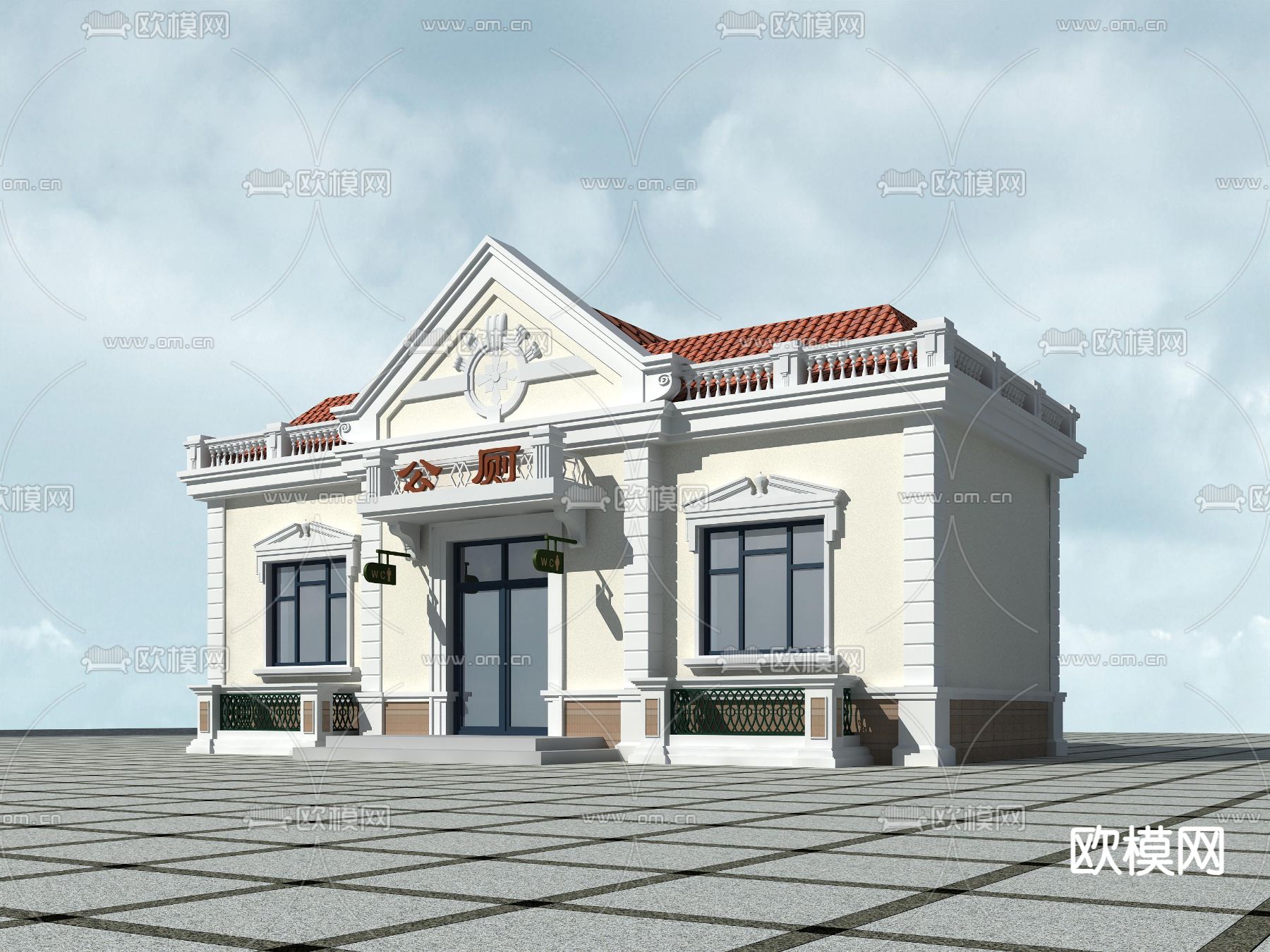 简欧公厕 公共卫生间3d模型下载
