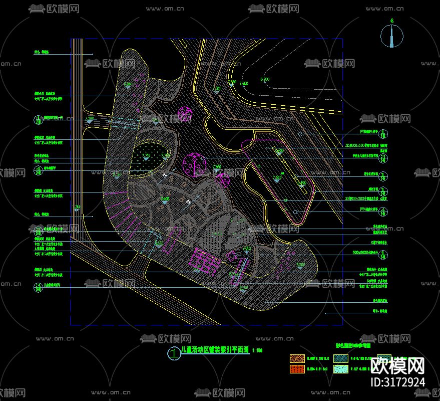 儿童活动场地 娱乐设施cad大样图下载（渲染图2）