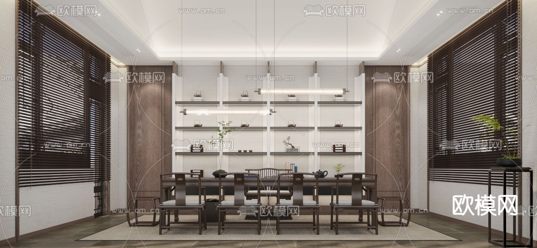 中式茶室3d模型下载（渲染图1）