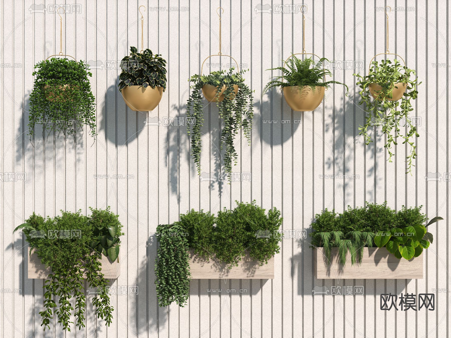 吊篮 盆栽 挂壁植物3d模型下载