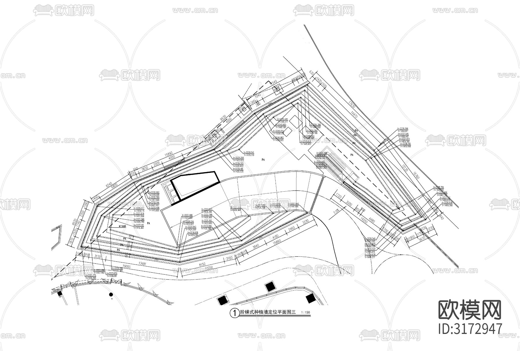 阶梯式种植墙cad大样图下载（渲染图5）