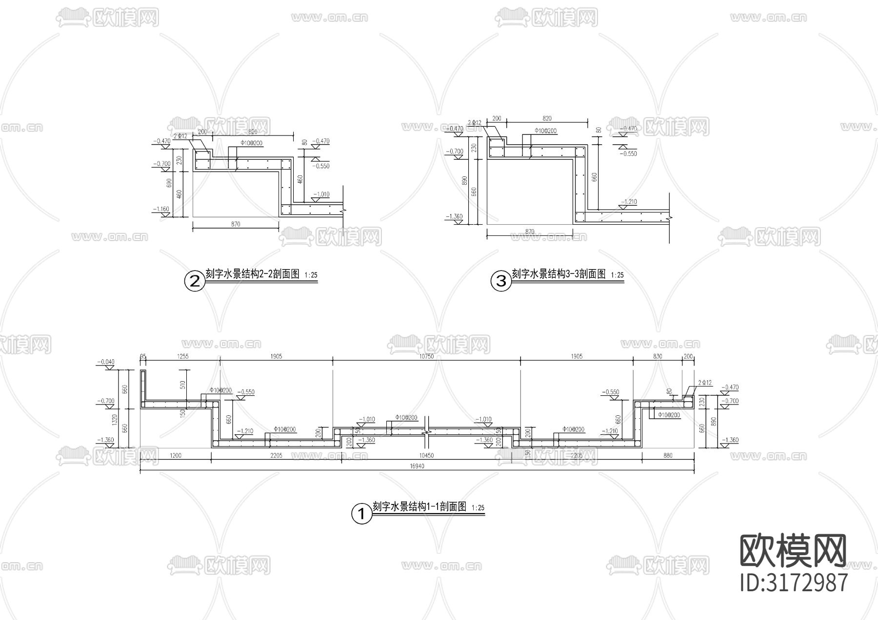 现代刻字镜面水景cad大样图下载（渲染图8）
