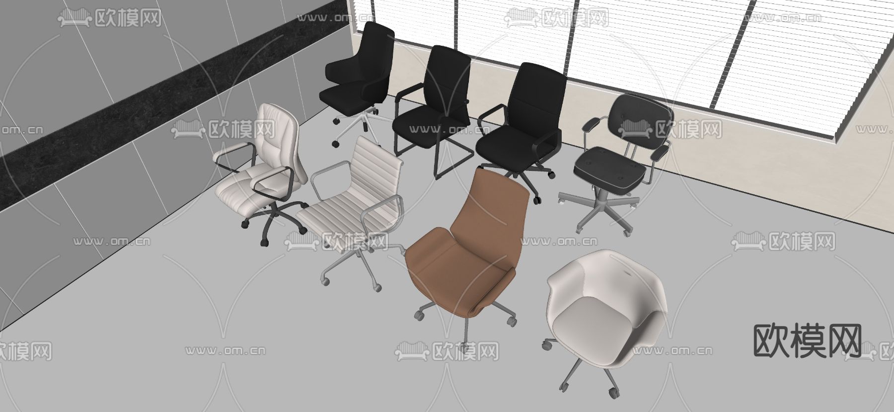 现代办公椅su模型下载（渲染图1）