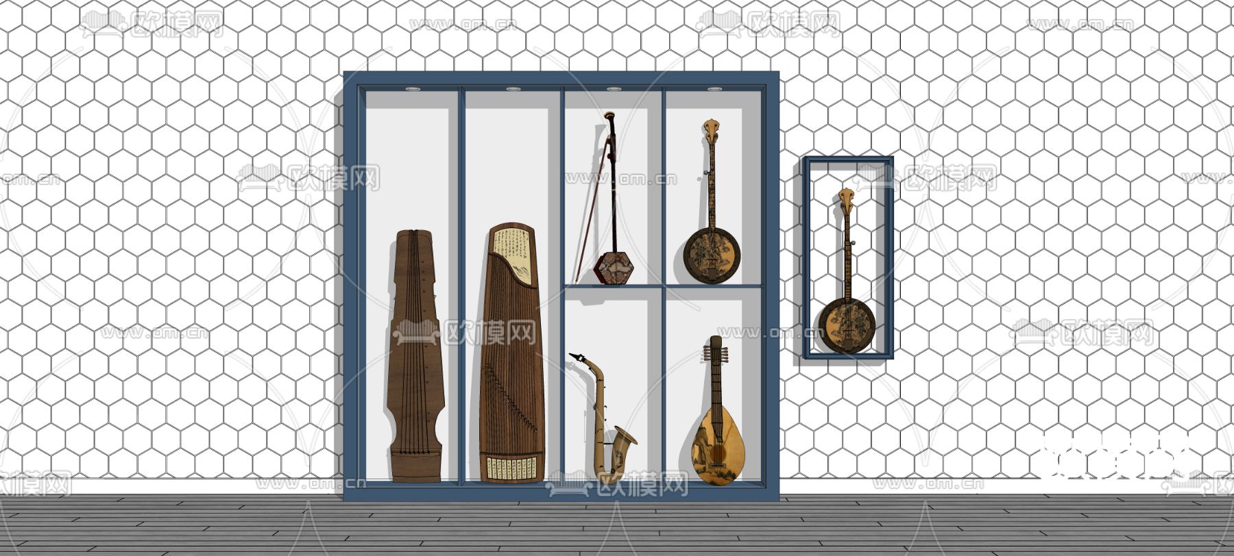 中式乐器 古筝 琵琶su模型下载（渲染图1）