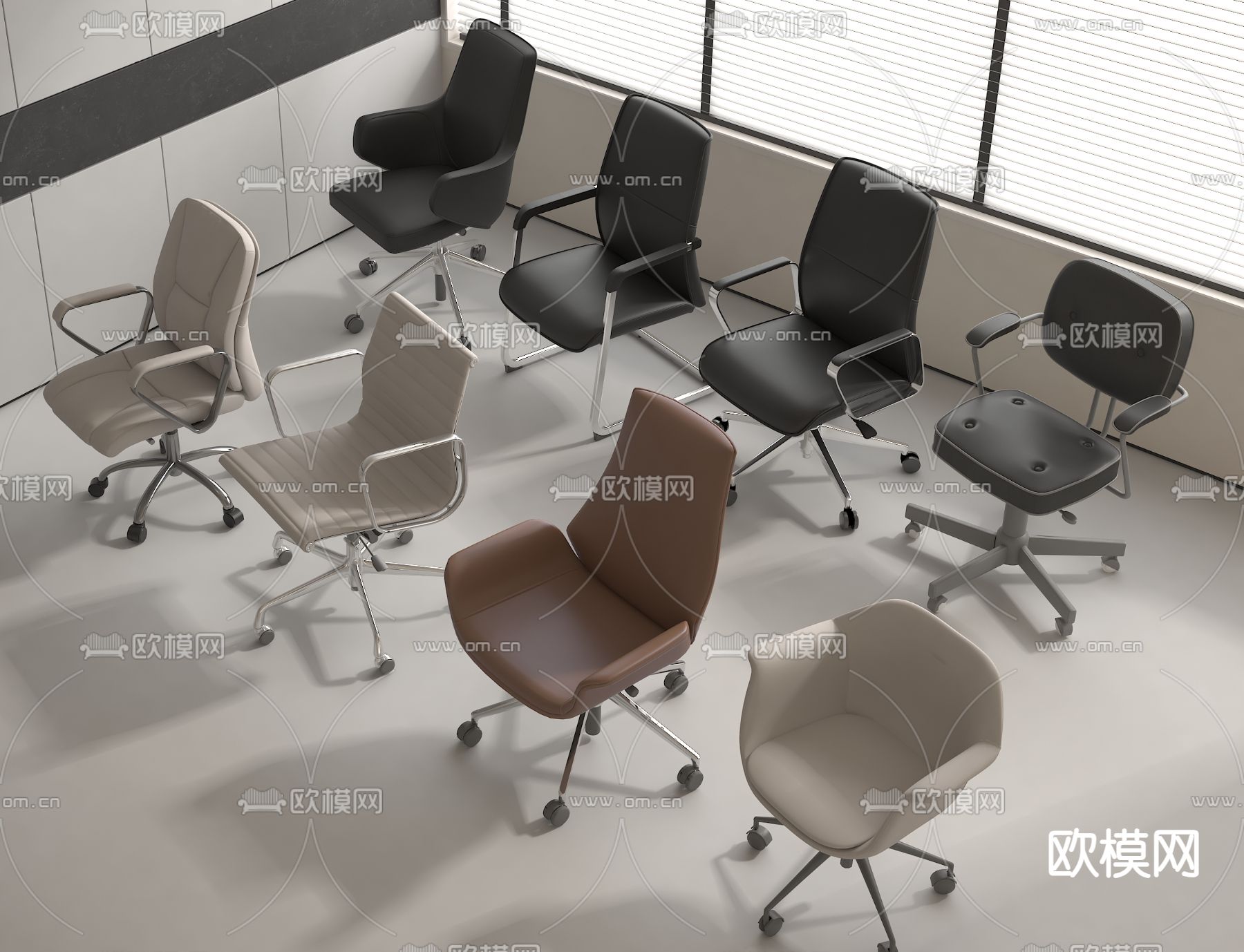 现代办公椅su模型下载（渲染图2）