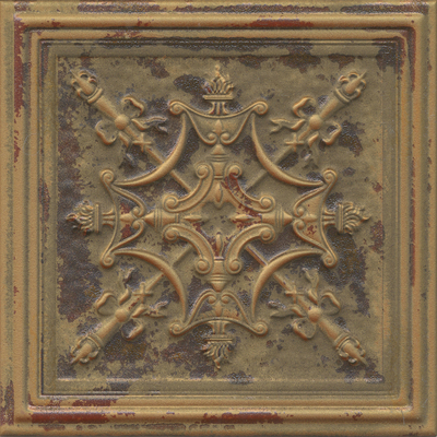  古铜色金属浮雕花砖 拼花地砖贴图 