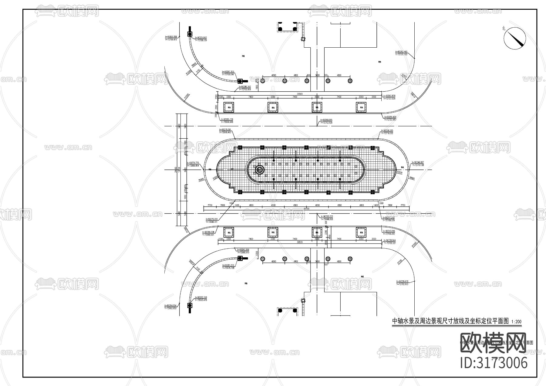欧式中轴水景cad大样图下载（渲染图1）