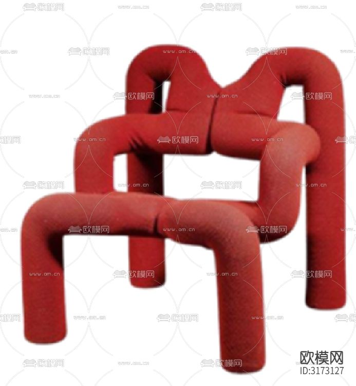 现代家具椅子设计cad大样图下载（渲染图1）