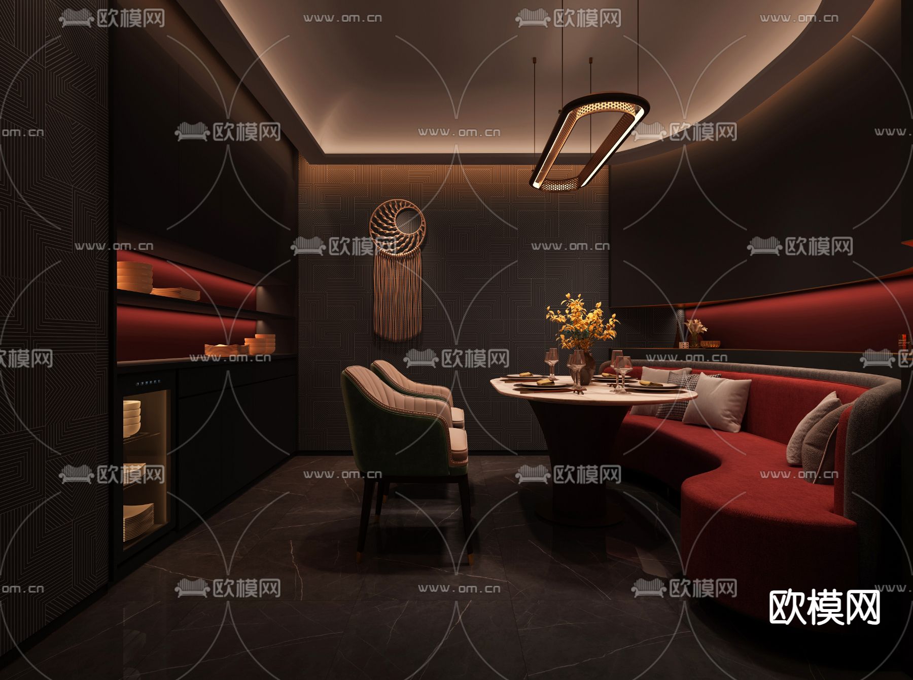 酒楼包厢 私房菜包房3d模型下载