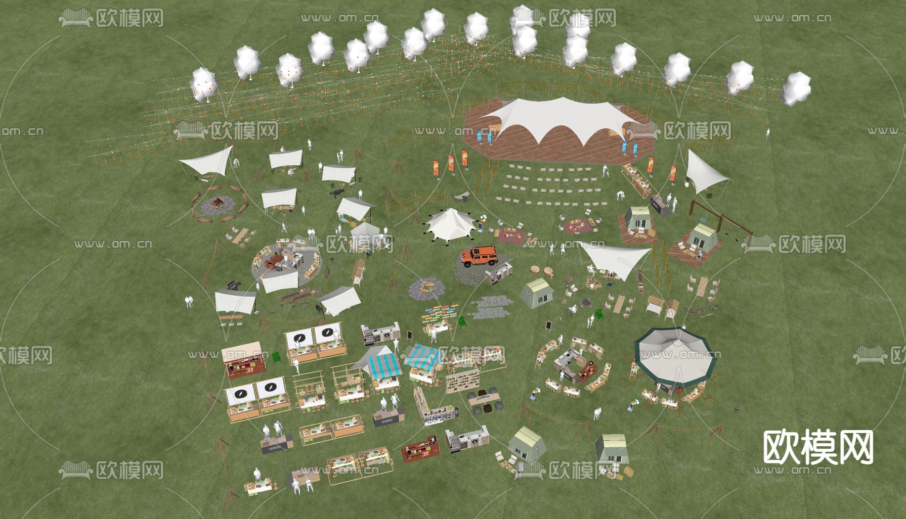 露营公园 露营帐篷su模型下载（渲染图1）