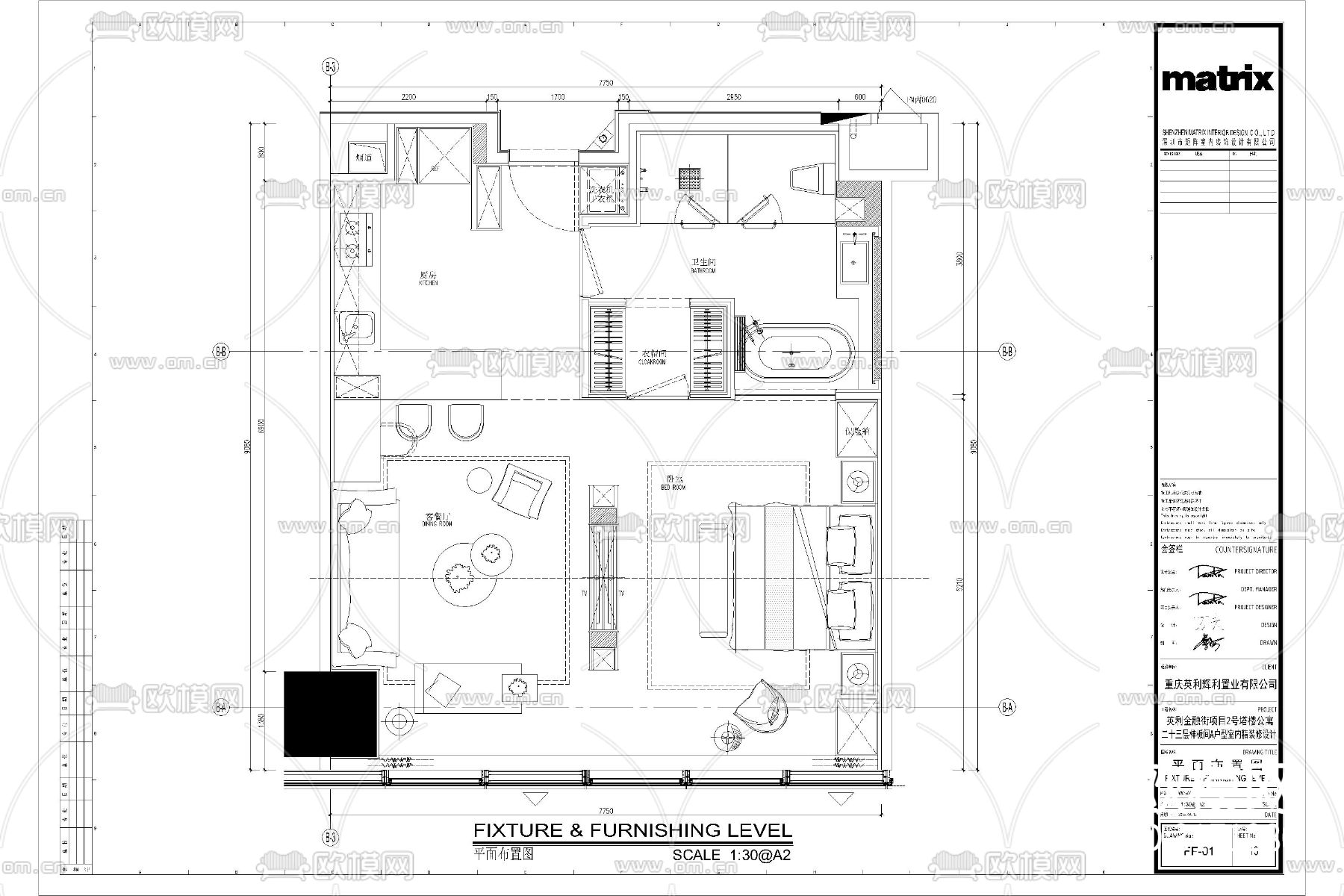 公寓小户型平面布局cad图库下载（渲染图9）