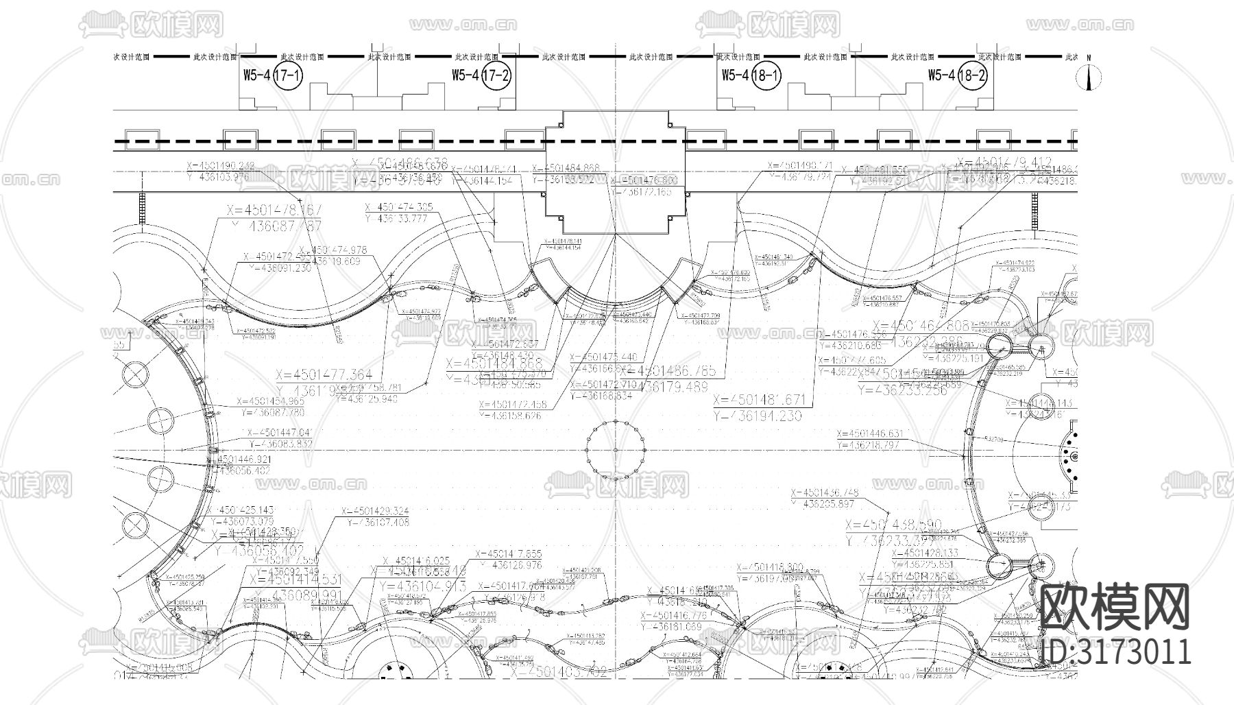 新中式人工湖水景cad大样图下载（渲染图5）