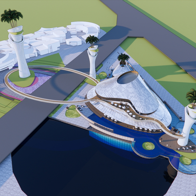  博物馆鸟瞰su模型 