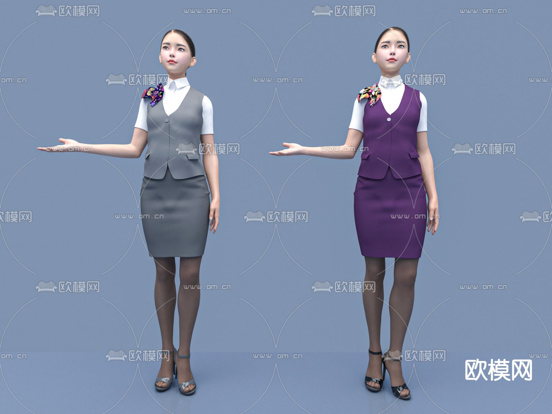 接待员 店员 导购员 公司前台3d模型下载