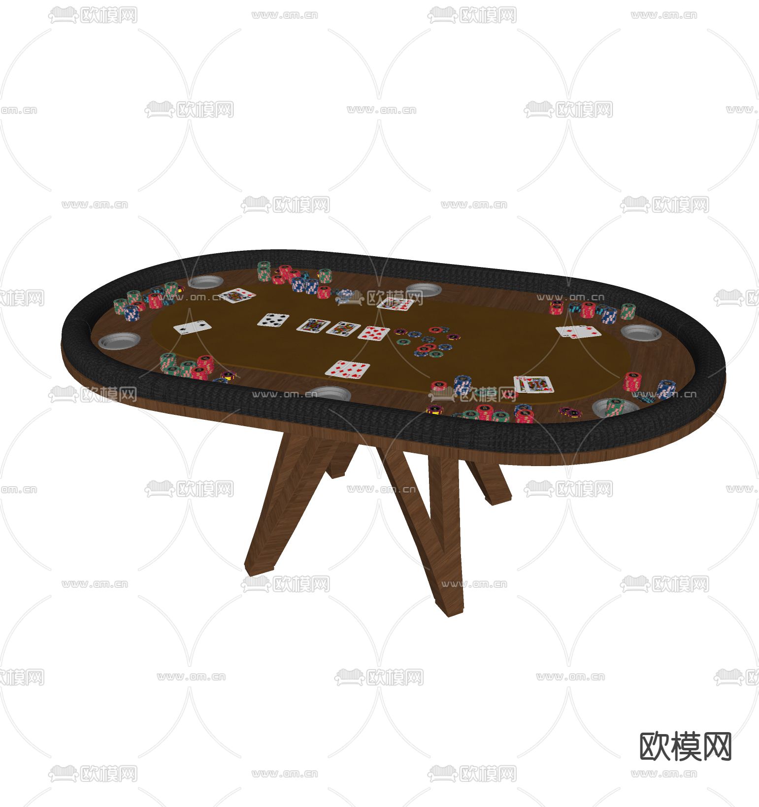 德州扑克桌su模型下载（渲染图1）