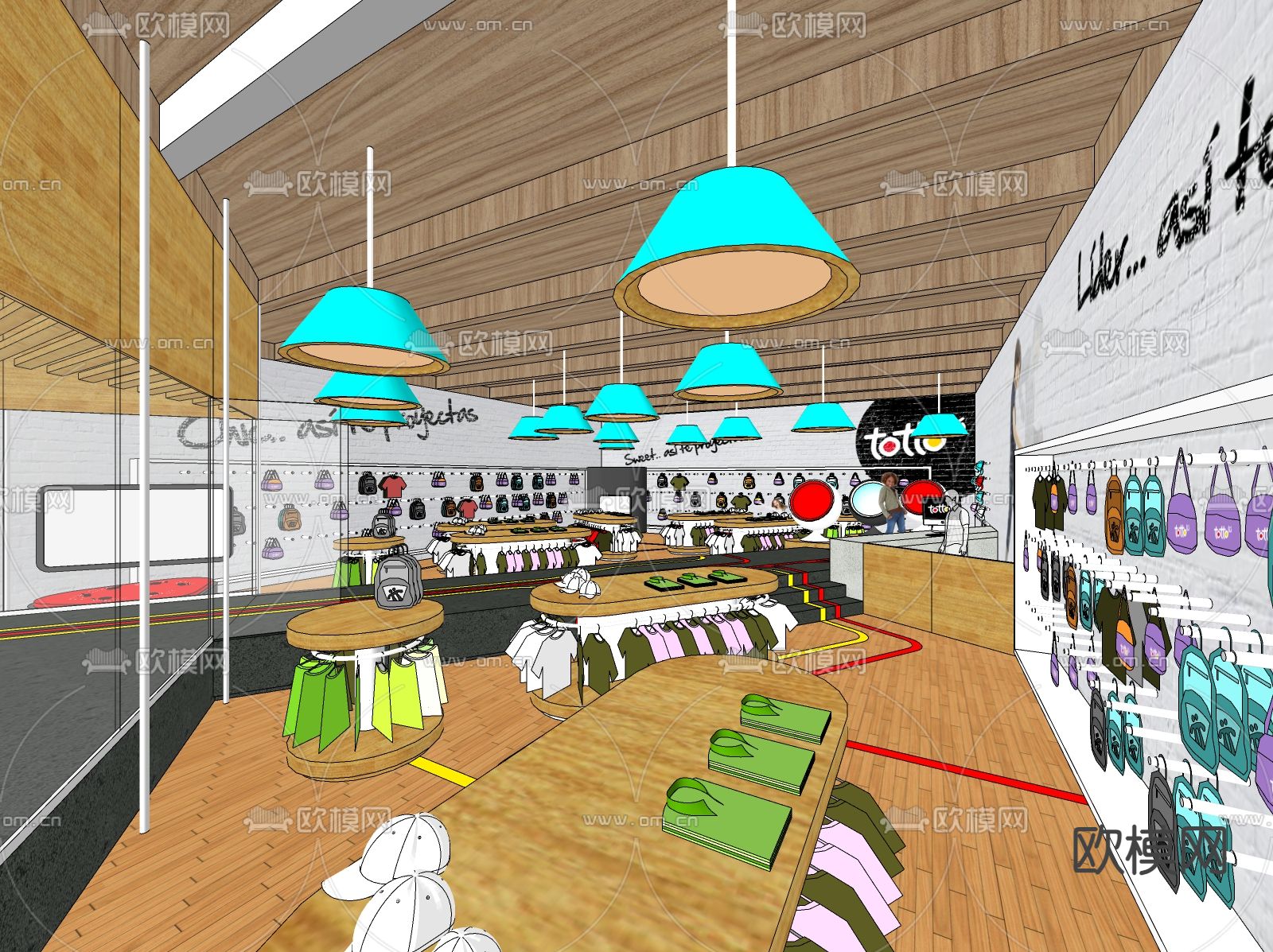 儿童服装店 童装店su模型下载（渲染图1）