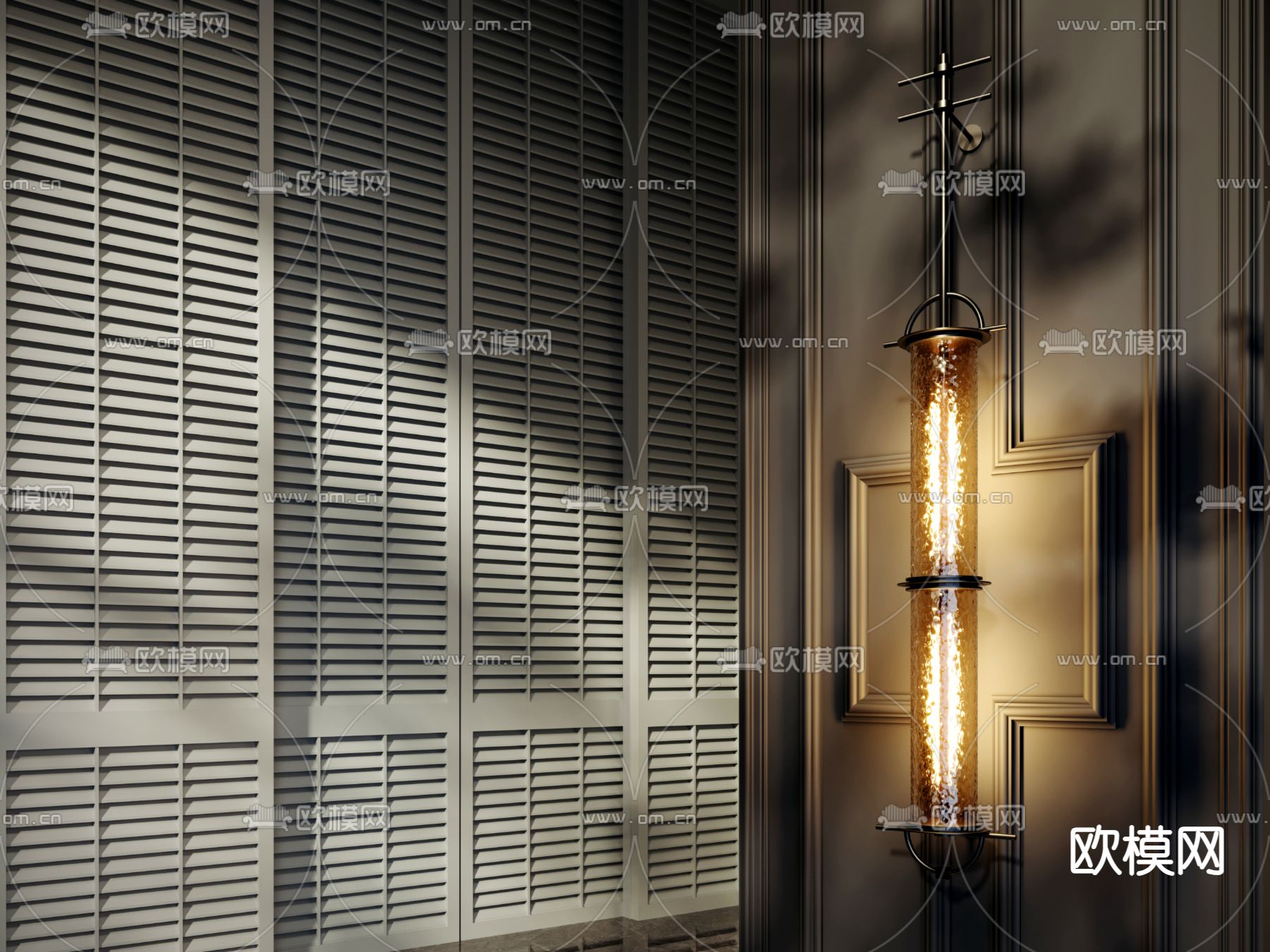 新中式壁灯su模型下载（渲染图2）
