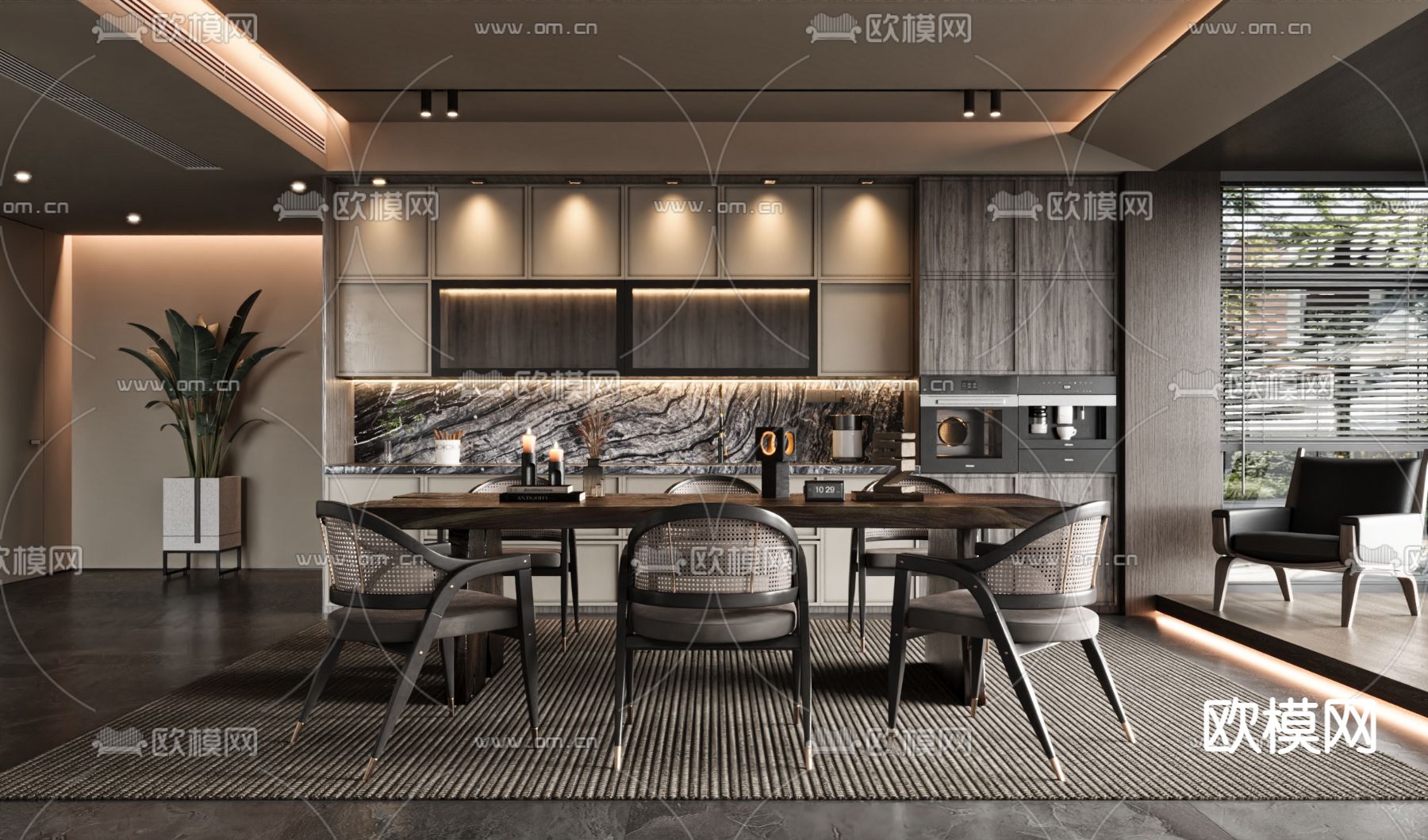 侘寂餐厅3d模型下载