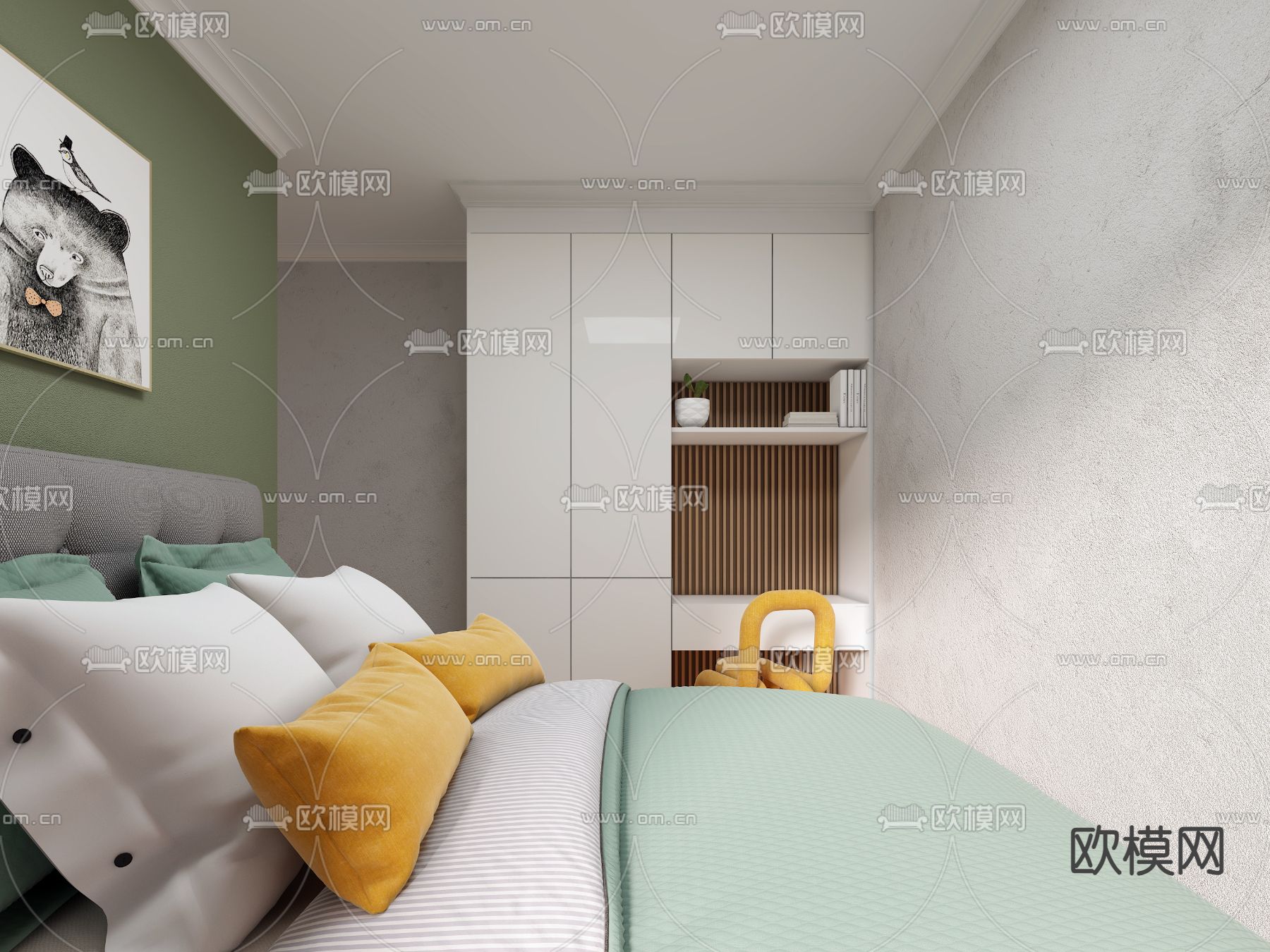 北欧儿童房 小孩房3d模型下载（渲染图2）