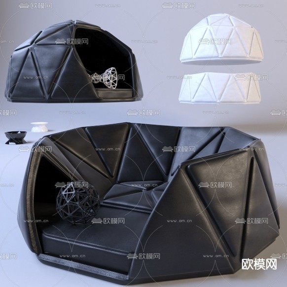 现代几何猫窝狗窝3d模型下载(渲染图2)