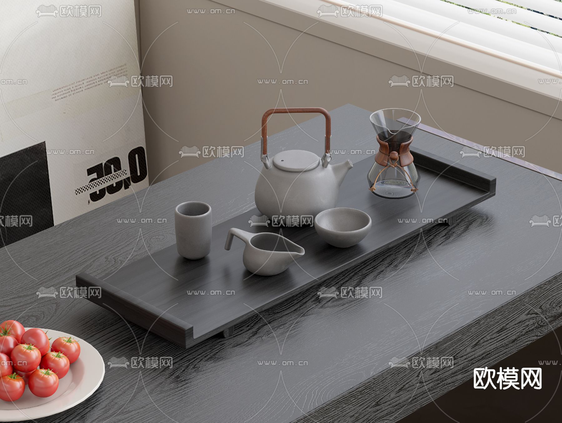茶具 茶壶 茶杯su模型下载（渲染图2）