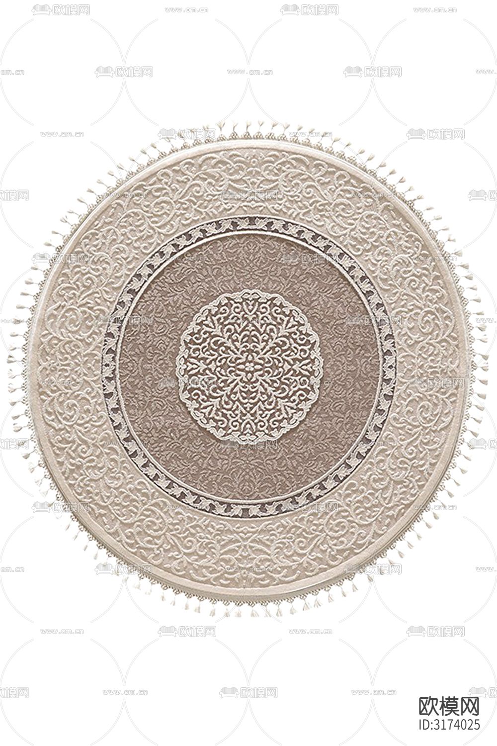 灰色欧式豪华圆形地毯贴图下载（渲染图3）