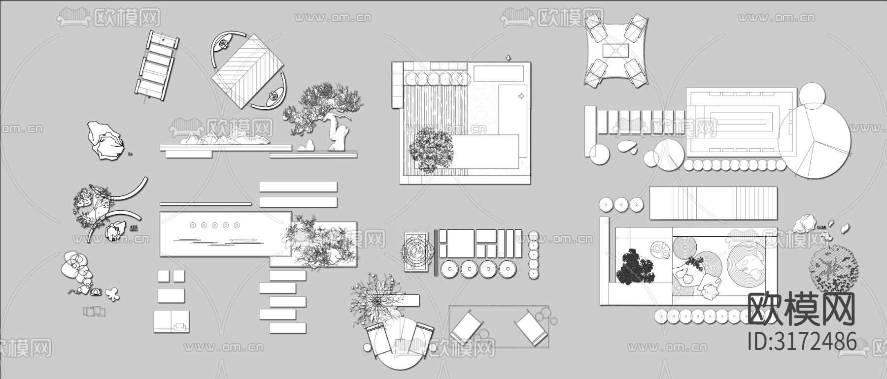 户外场景水景鱼池模块cad大样图下载（渲染图1）