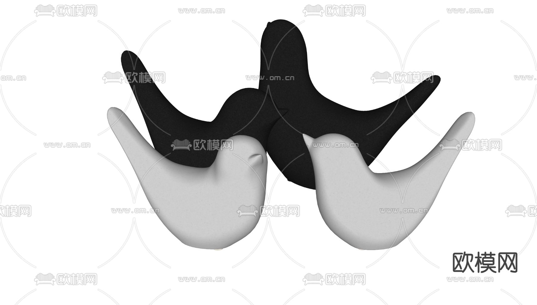 小鸟摆件 雕塑摆件su模型下载（渲染图1）