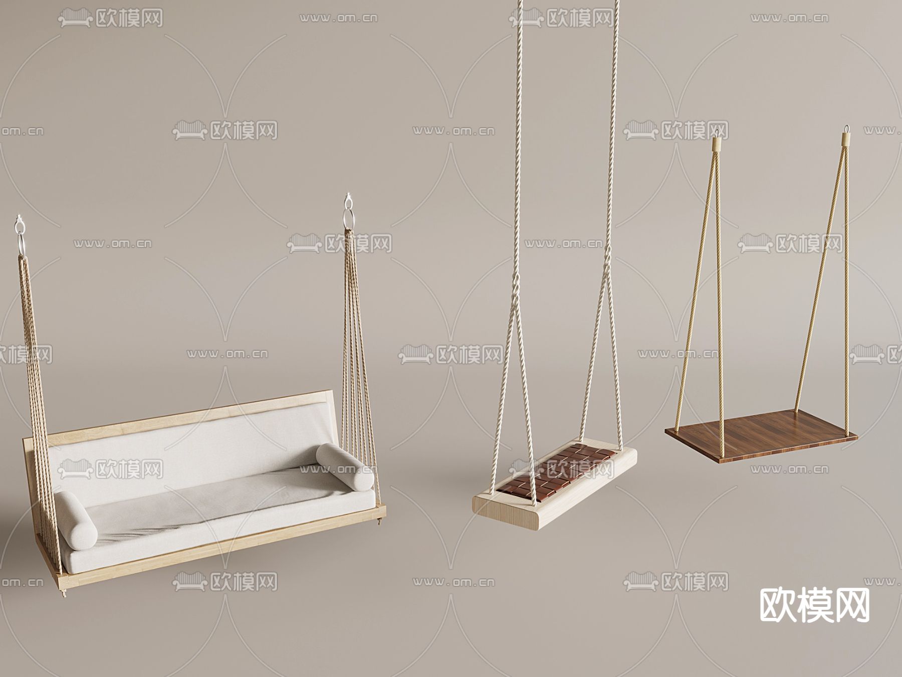 户外秋千 室外吊篮 摇篮椅 吊床 藤椅su模型下载（渲染图1）