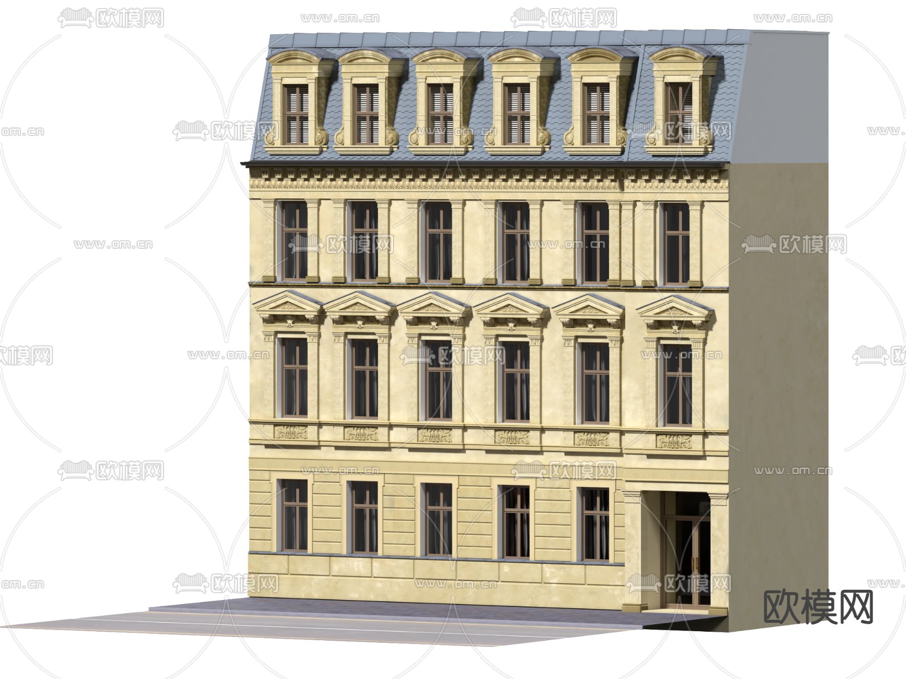 法式公寓外观su模型下载（渲染图2）