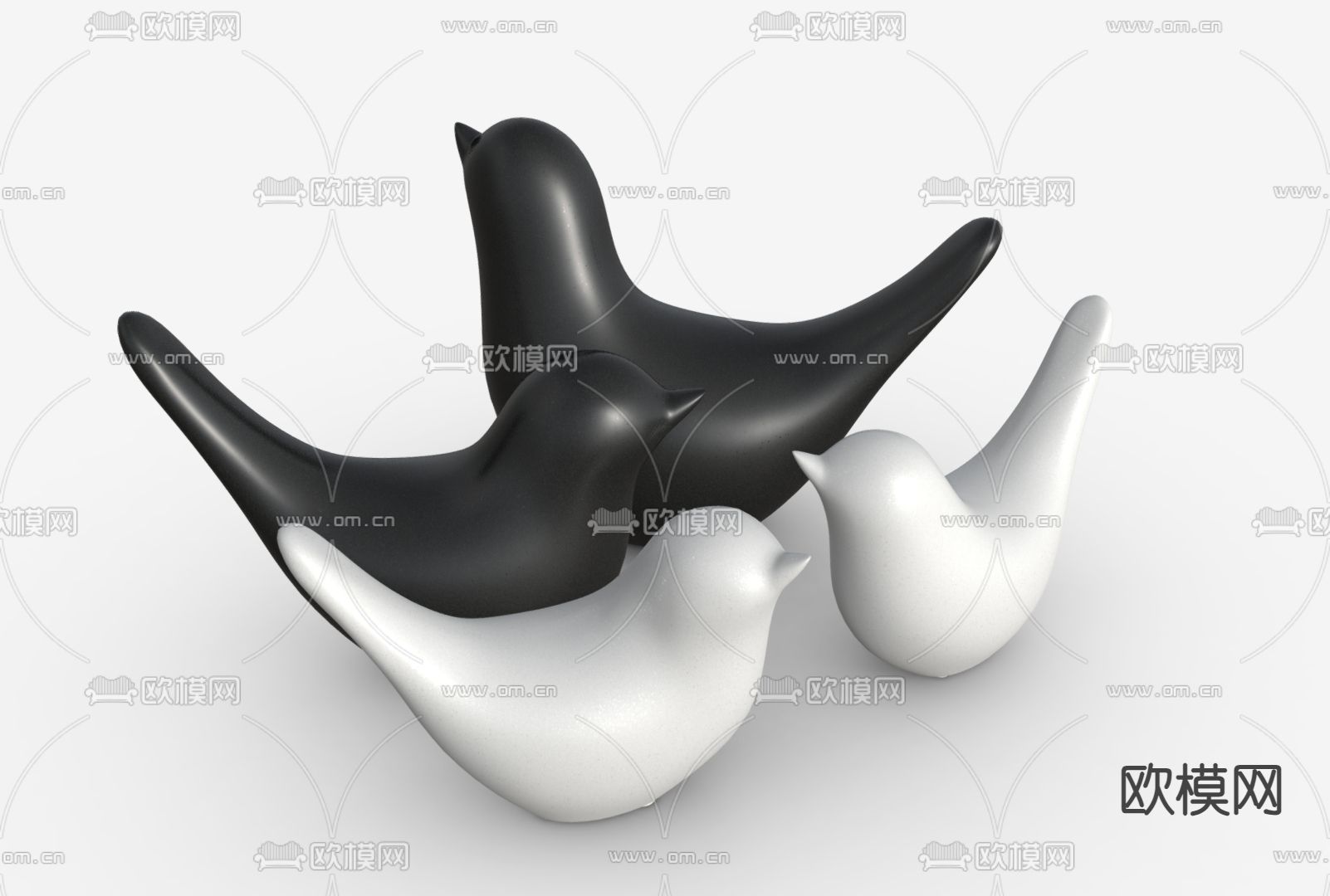 小鸟摆件 雕塑摆件su模型下载（渲染图2）